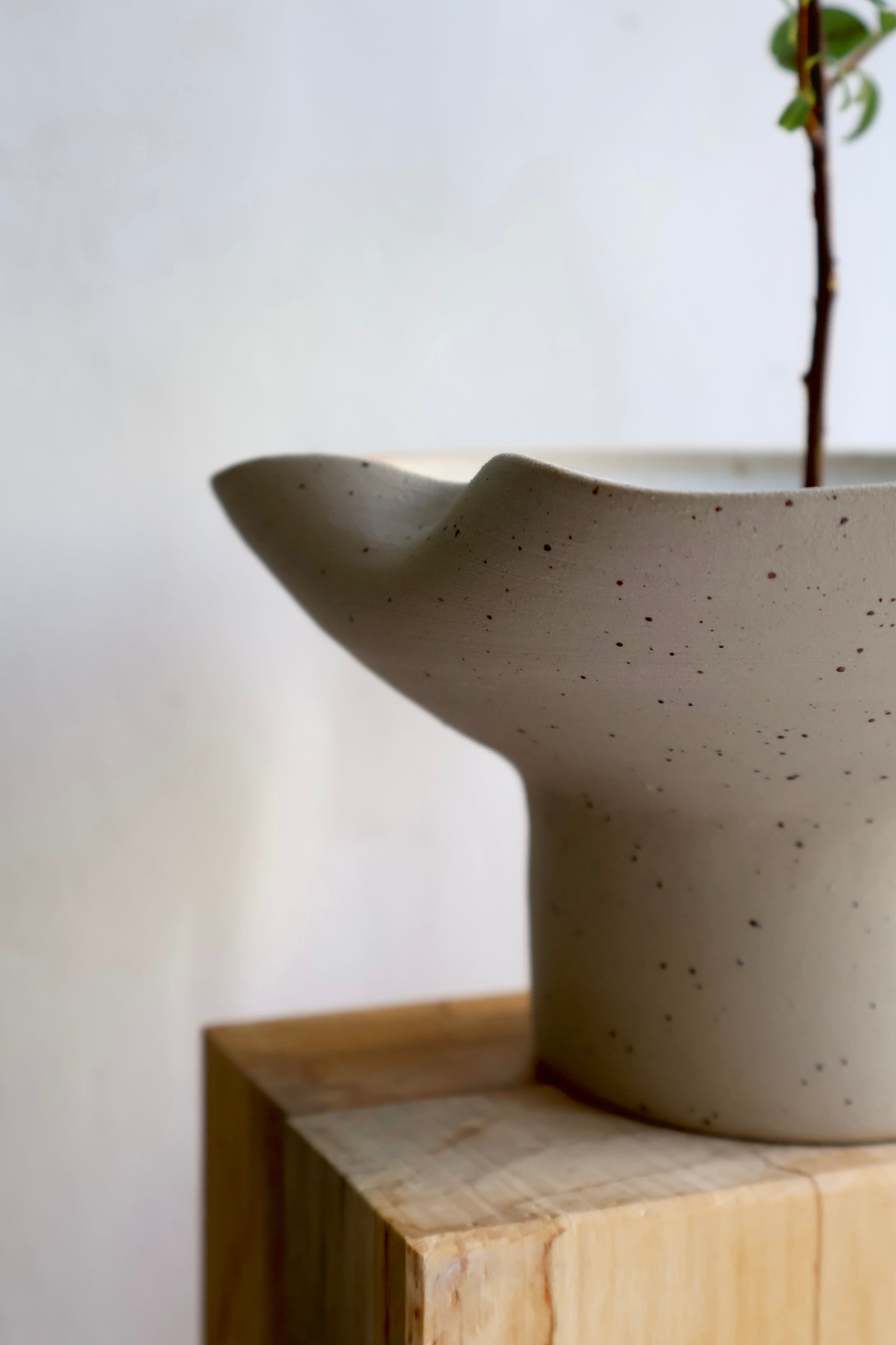 Folded Pedestal Vase in Dove