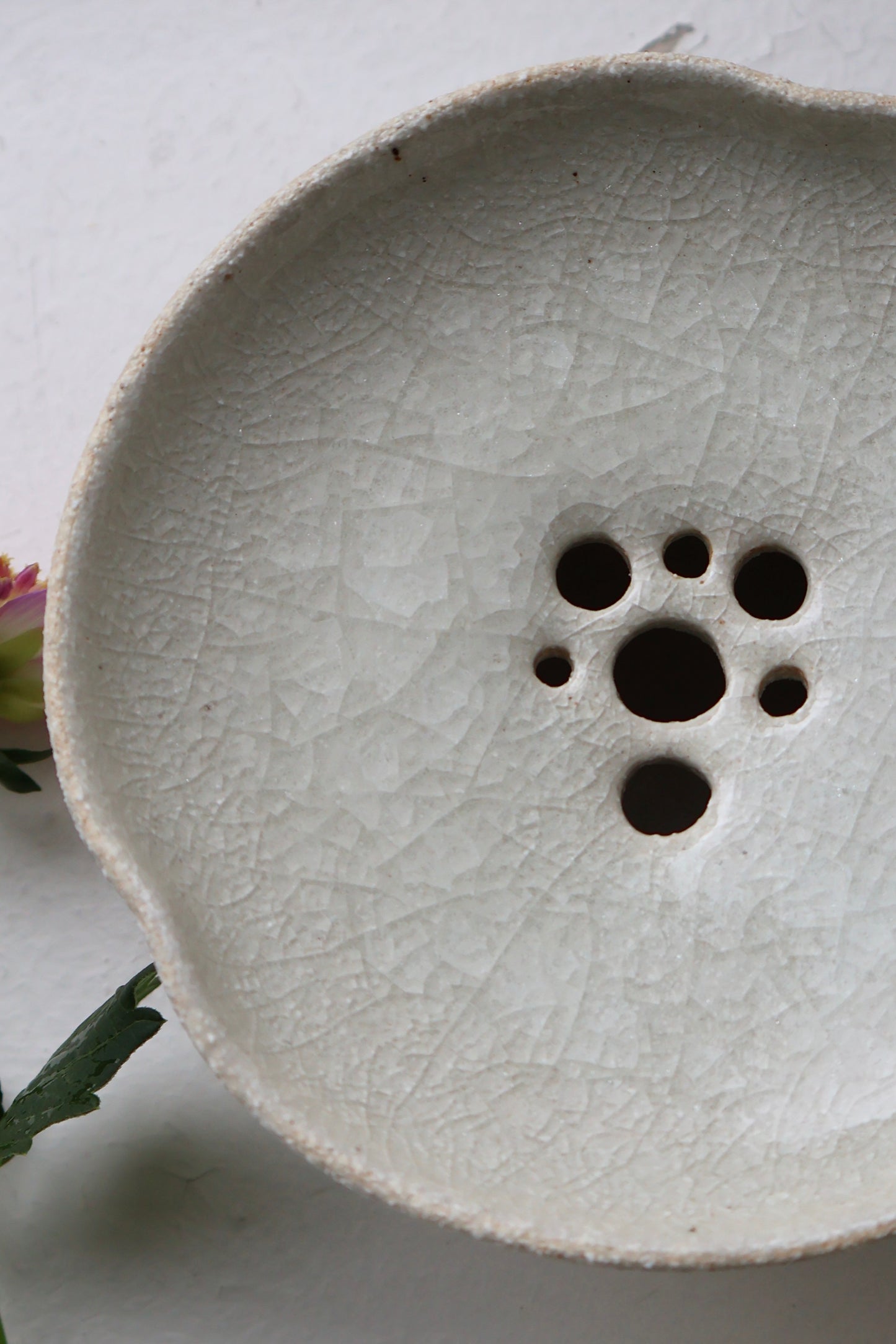 Floral Pedestal Vase in Crackled Glaze