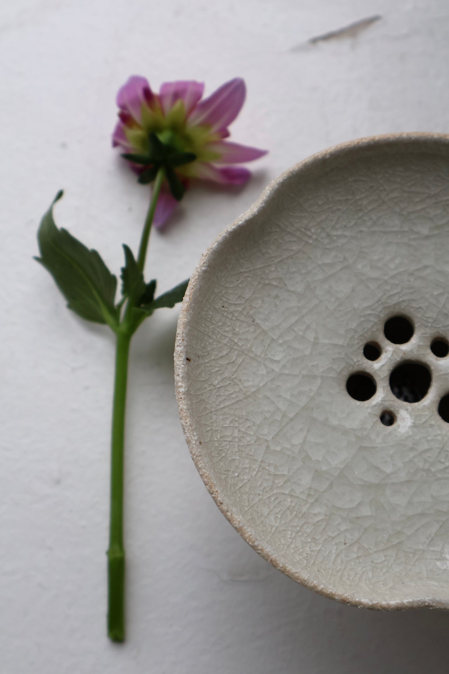 Floral Pedestal Vase in Crackled Glaze