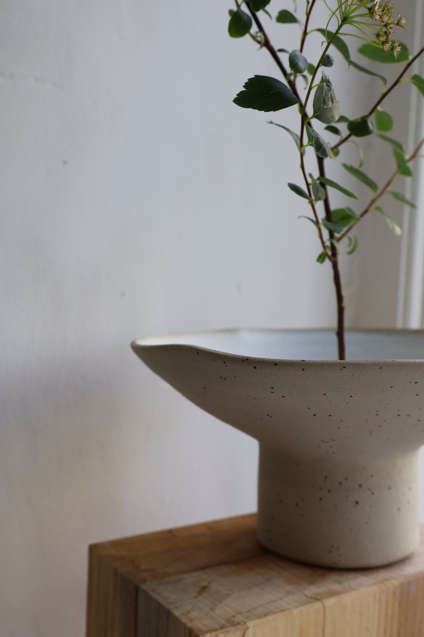 Floral Pedestal Vase in Dove