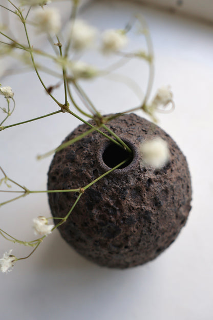 Bud Vase in a Black Lava Glaze