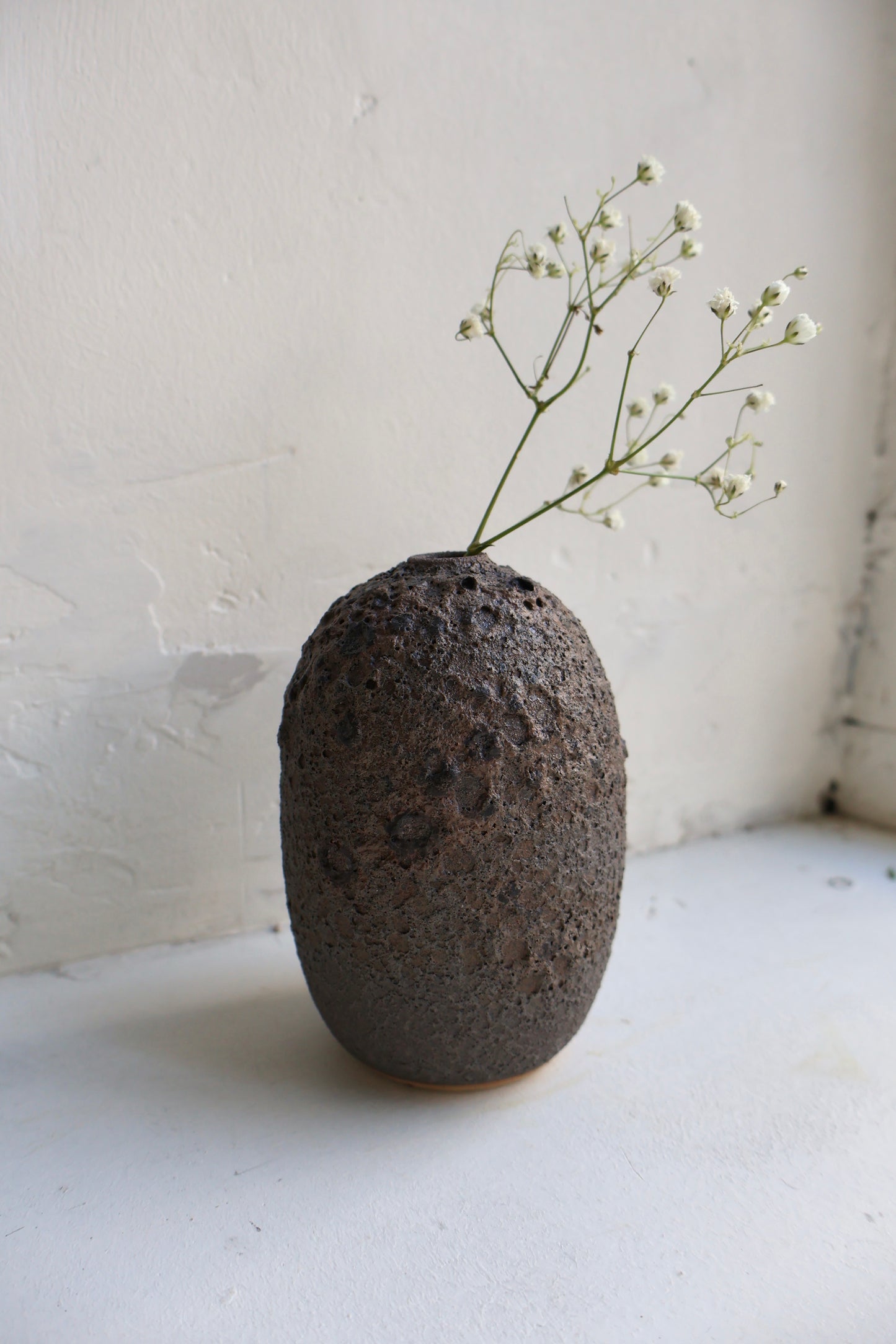 Bud Vase in a Black Lava Glaze