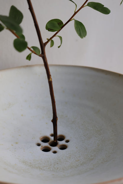 Floral Pedestal Vase in Dove