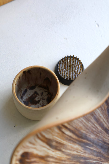 Folded Pedestal Vase in Rust