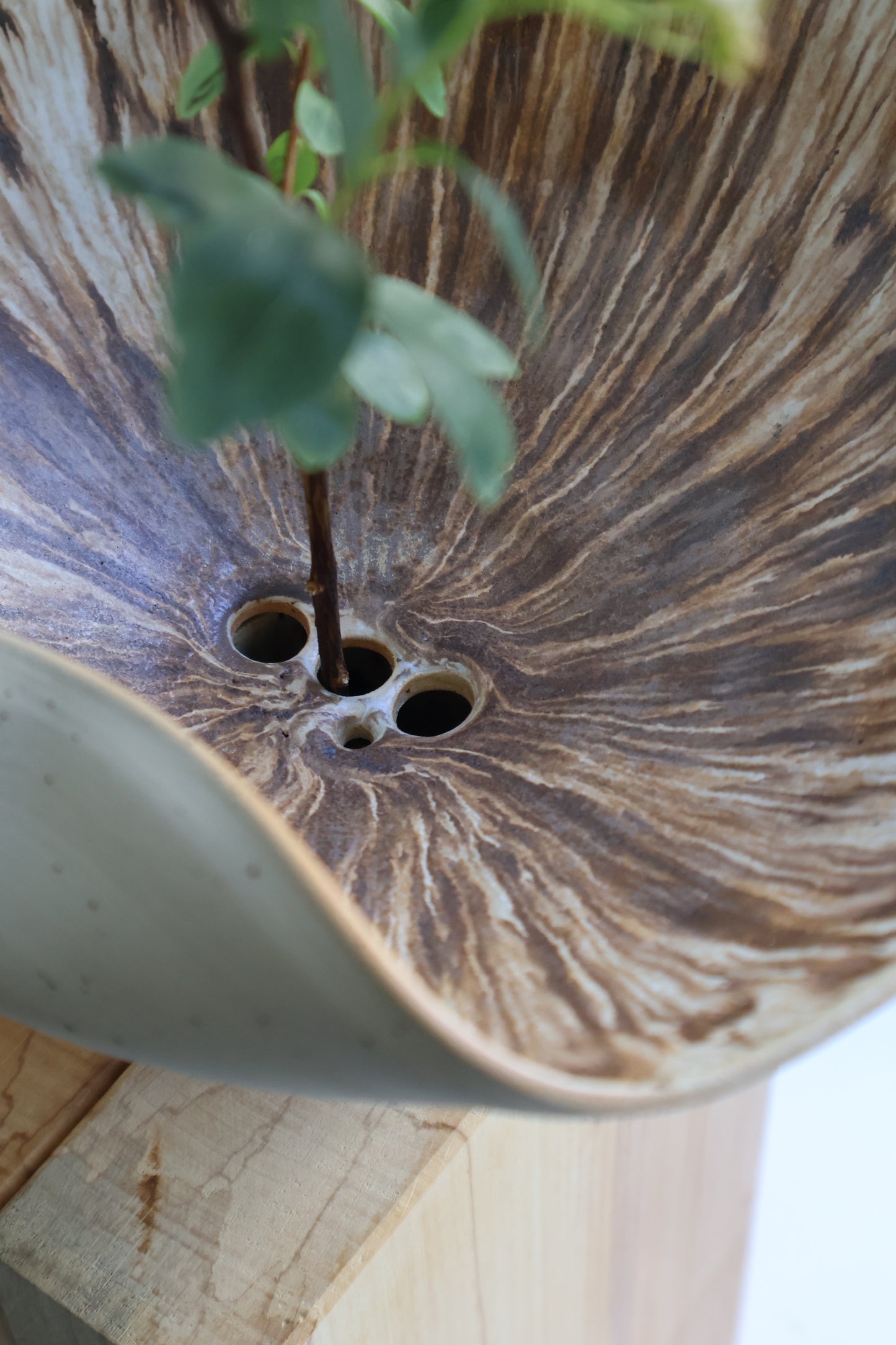 Folded Pedestal Vase in Rust