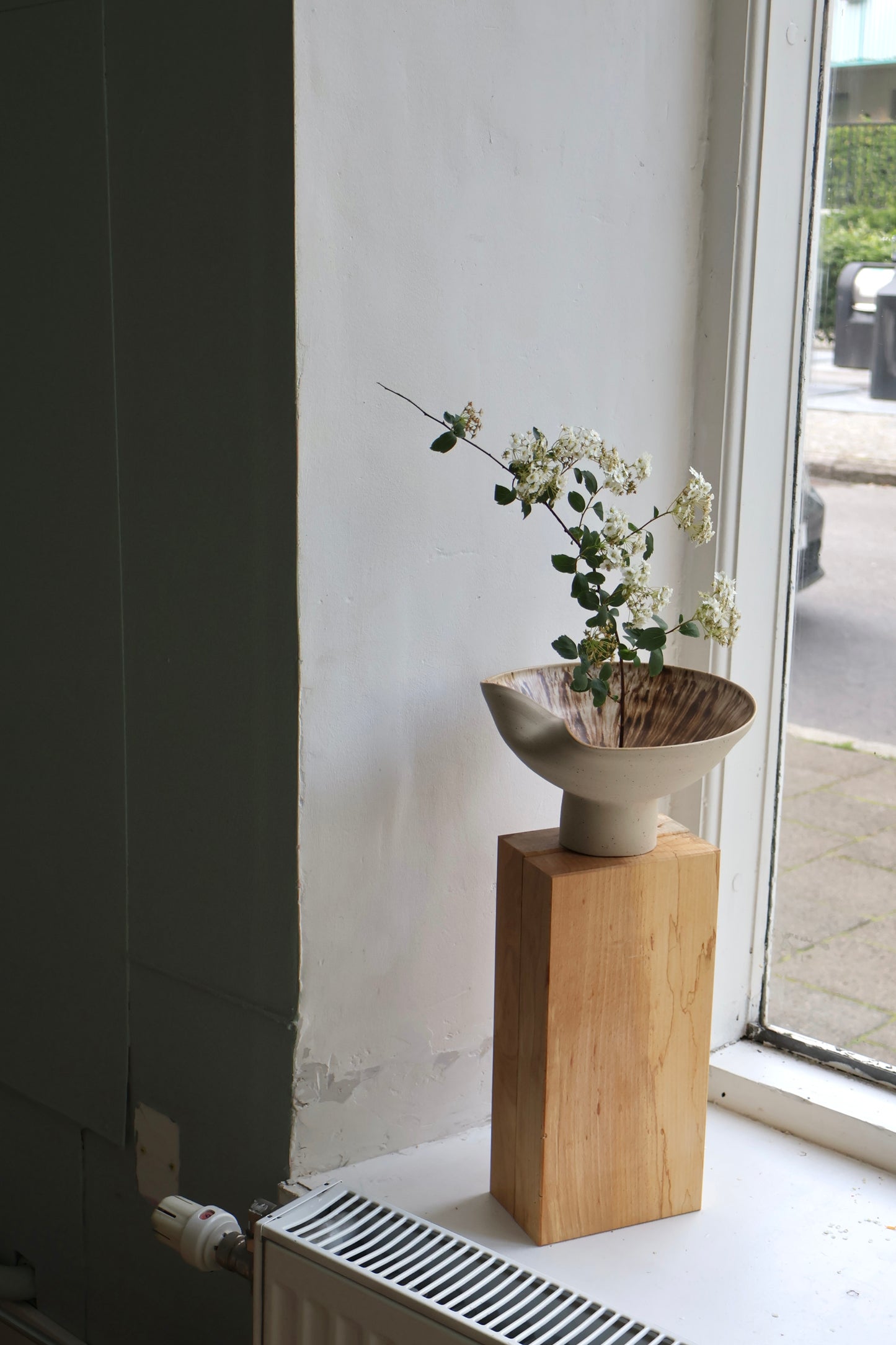 Folded Pedestal Vase in Rust