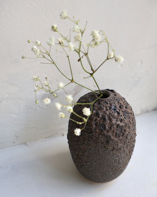 Bud Vase in a Black Lava Glaze