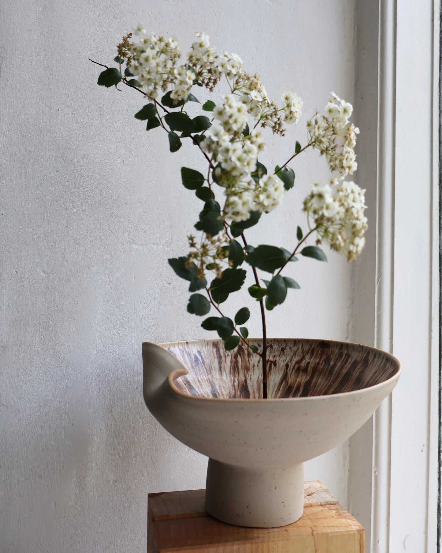 Folded Pedestal Vase in Rust