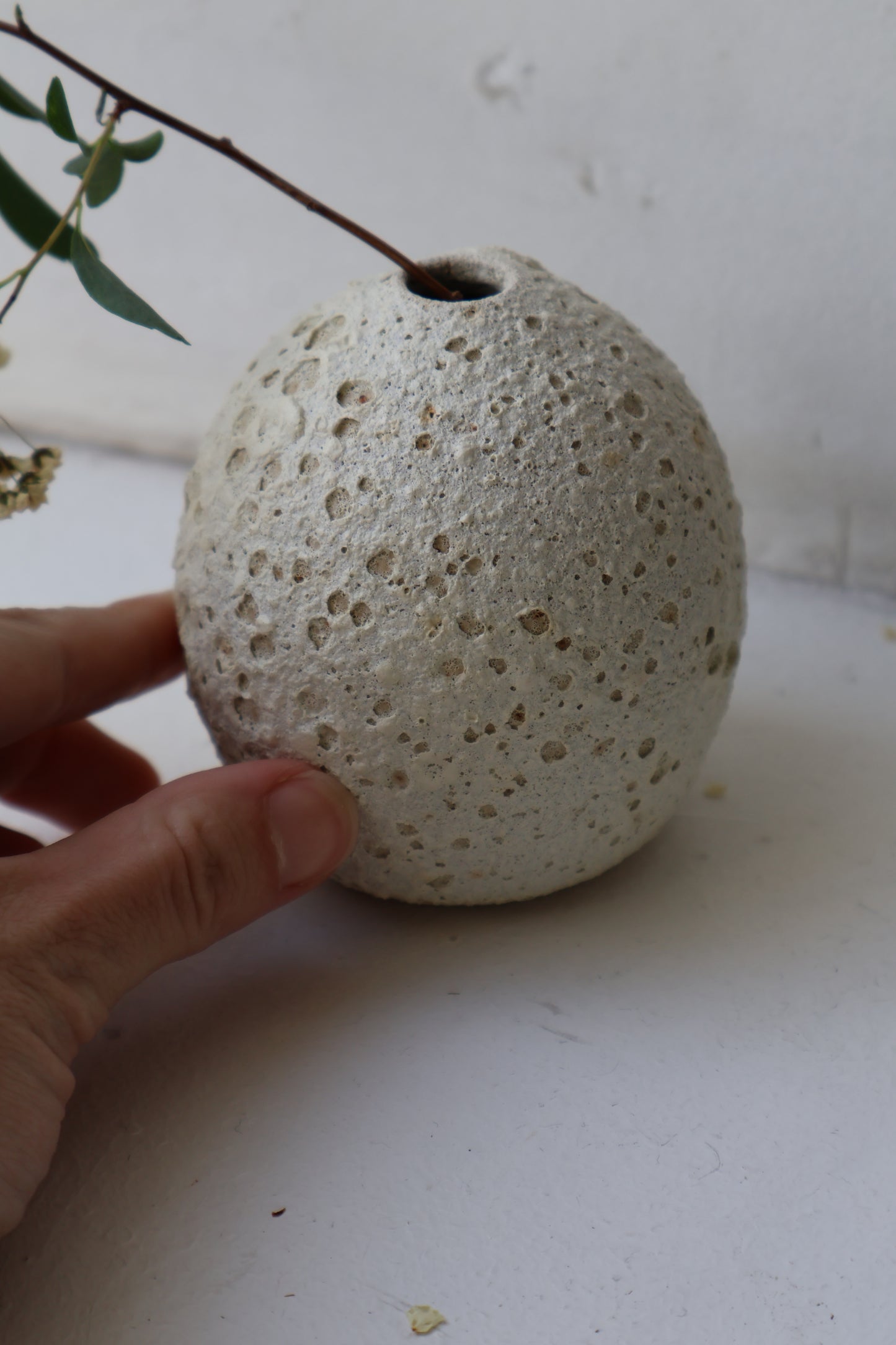Bud Vase in White Lava