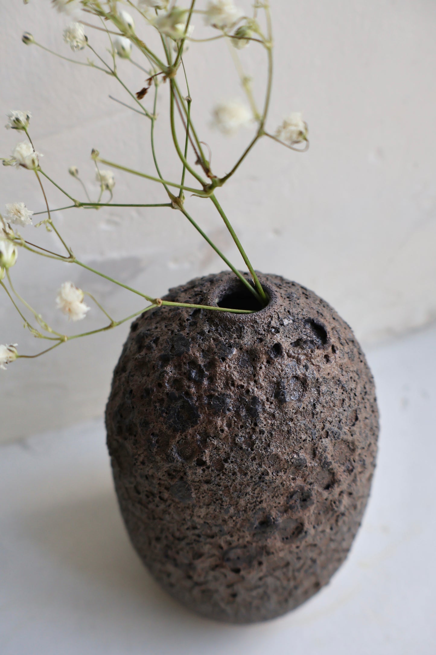 Bud Vase in a Black Lava Glaze