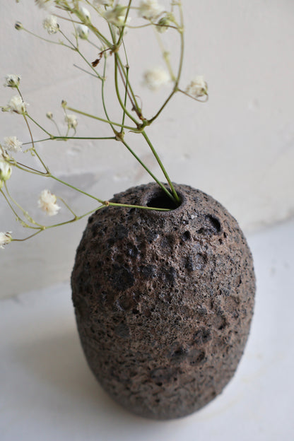 Bud Vase in a Black Lava Glaze