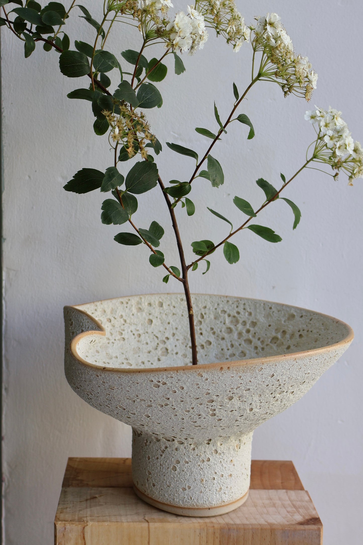 Folded Pestal Vase in Lava