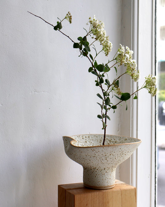 Folded Pestal Vase in Lava