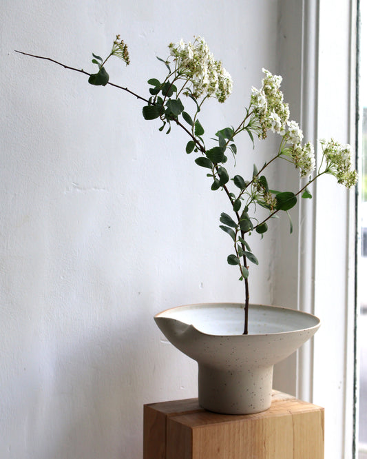 Folded Pedestal Vase in Dove