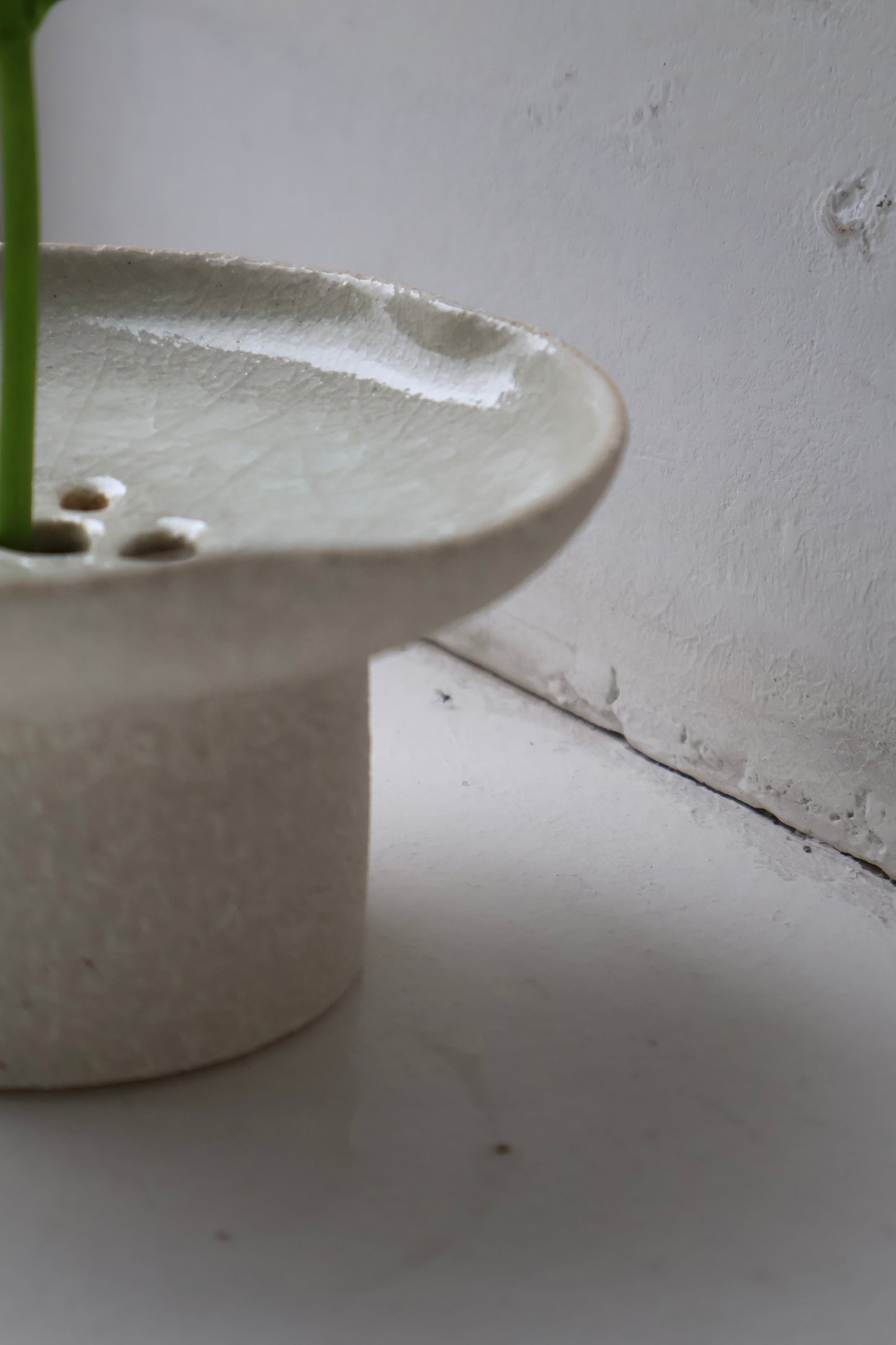 Floral Pedestal Vase in Crackled Glaze