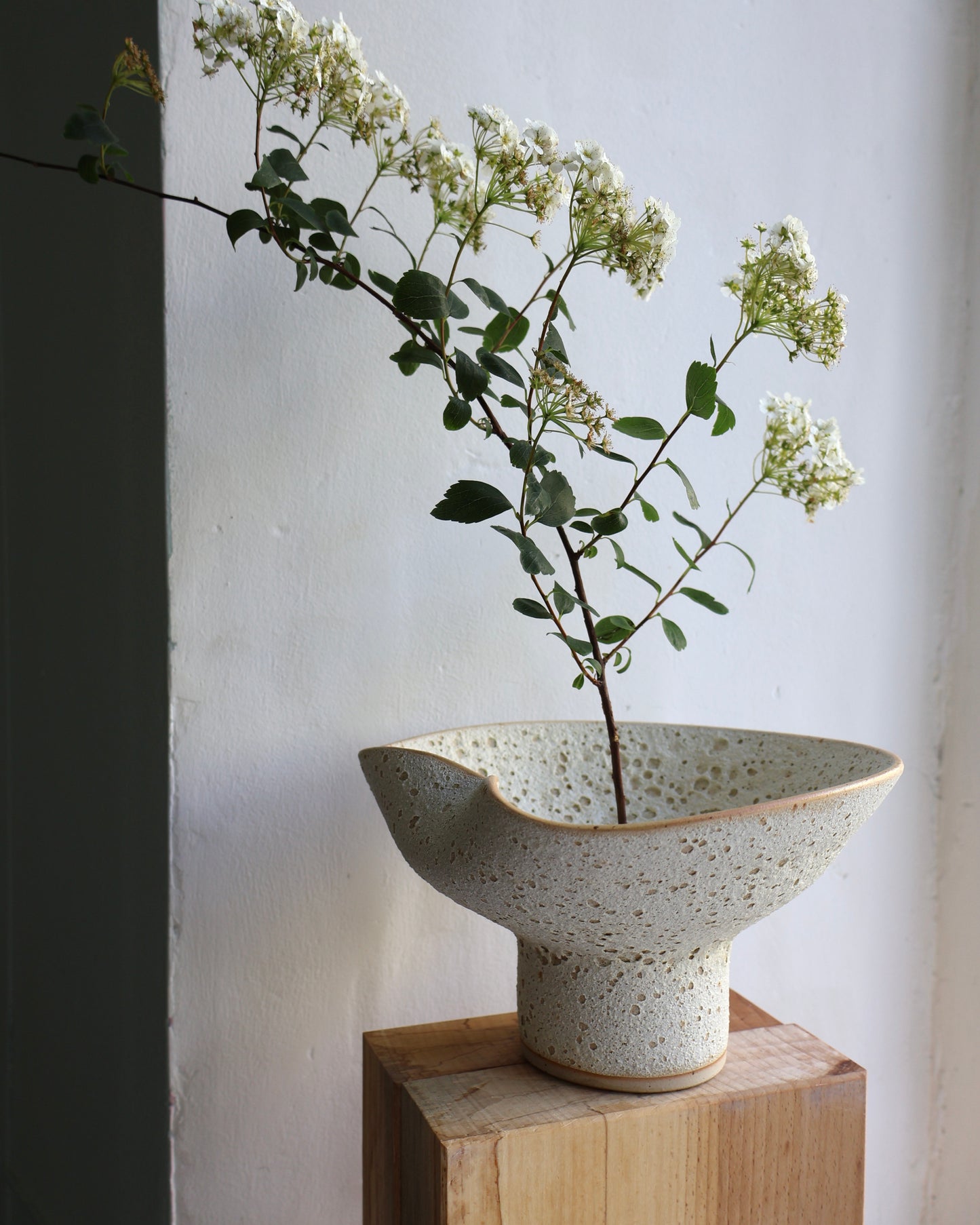 Folded Pestal Vase in Lava