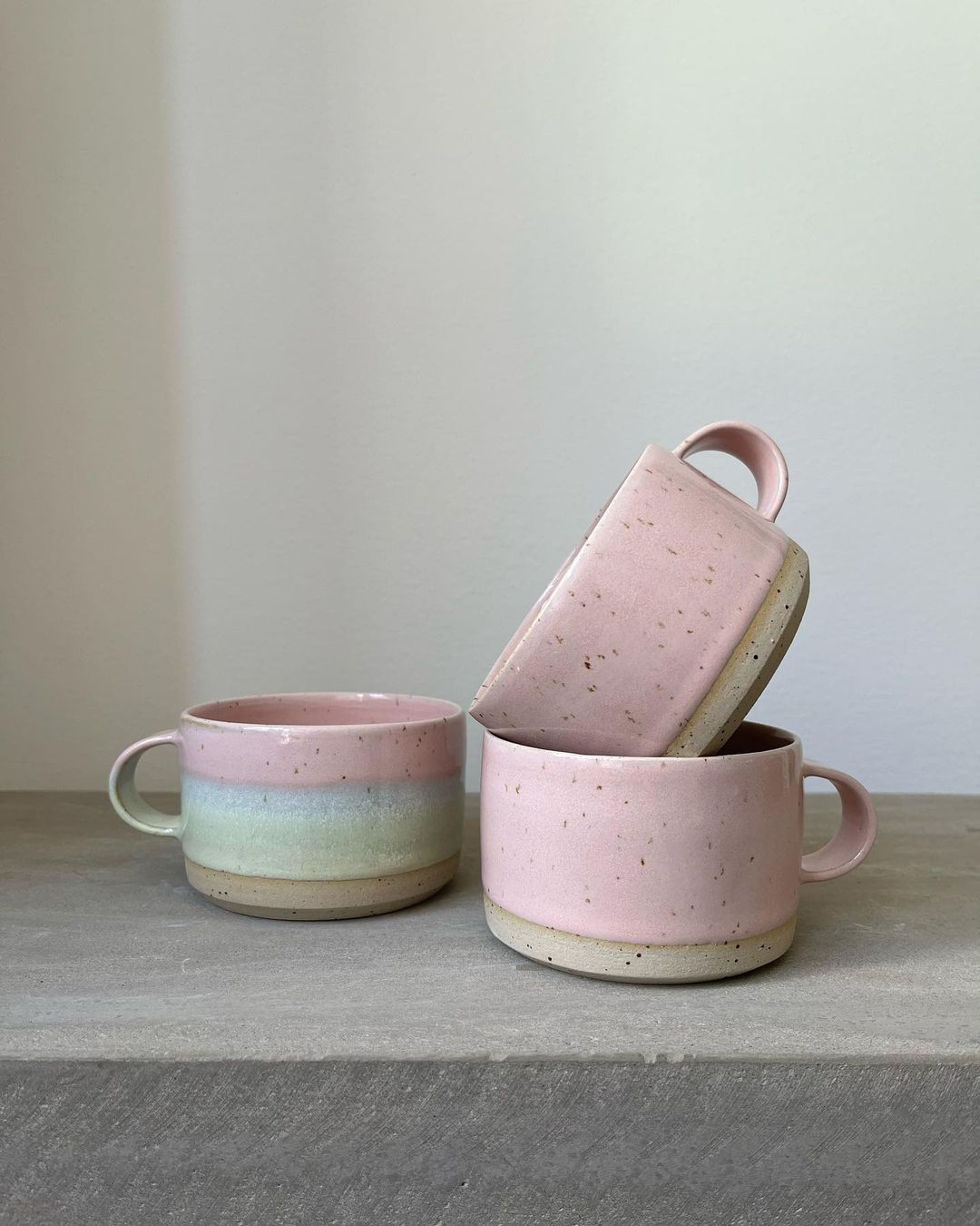 Handmade ceramic stoneware pink cup in gothenburg