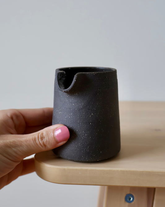 Stoneware jug in dark clay handmade in Sweden